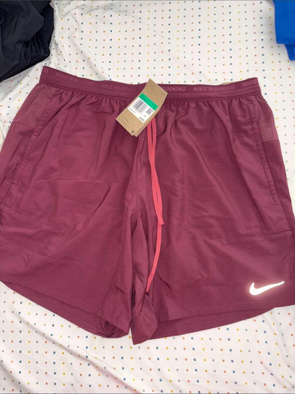 Nike Maroon Men's Running Shorts with Reflective Swoosh